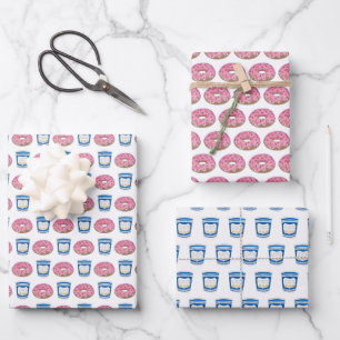 NYC Coffee and Doughnuts Breakfast Food Doughnuts Wrapping Paper Sheet