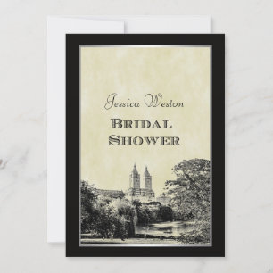 NYC Ctrl Pk Lake San Remo Etched Frm Bridal Shower Invitation