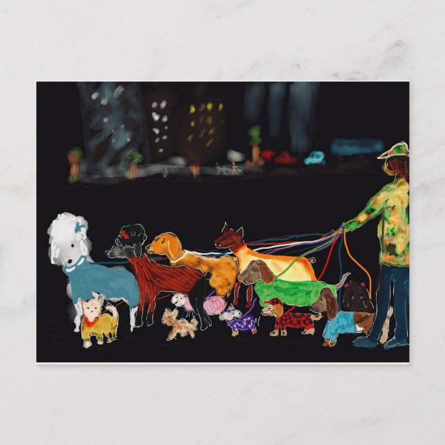 Nyc Dogwalker Holiday Postcard (Front)