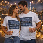 NYC Dreams Couples Romantic T-Shirt<br><div class="desc">Celebrate love and unforgettable memories with this romantic NYC Dreams couples t-shirt featuring the glowing New York City skyline at night. Inspired by the beauty and magic of Manhattan, this design captures the feeling of standing by the water and dreaming together under the city lights. Personalized with names, this meaningful...</div>