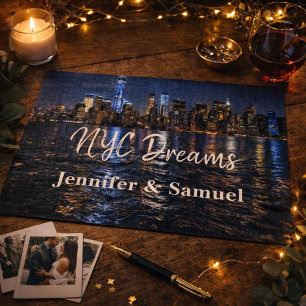 NYC Dreams Romantic Skyline Couples Keepsake Jigsaw Puzzle