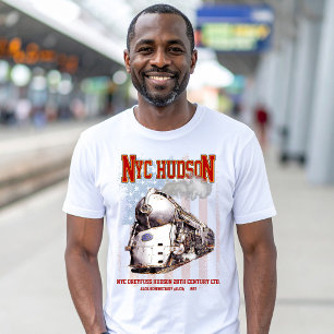 NYC Dreyfuss Hudson Locomotive. American flag T-Shirt