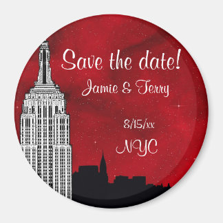 NYC ESB Skyline Silhouette Red Star Save Date R Magnet