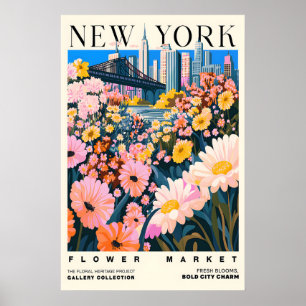 NYC Flower Market Art Print Urban Floral Cityscape