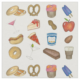 NYC Foodie New York City Pizza Bagel Steak Bagel Fabric