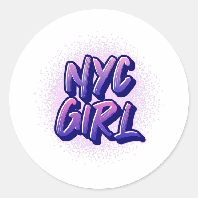 NYC Girl Graffiti Style   Classic Round Sticker (Front)