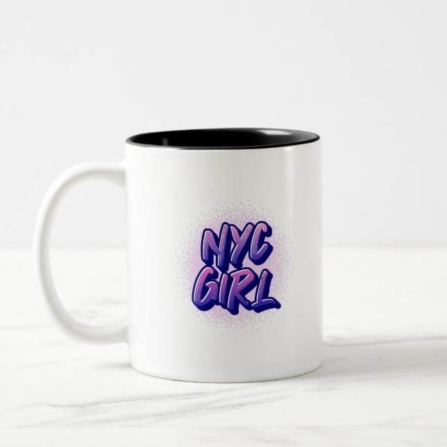NYC Girl Graffiti Style Two-Tone Coffee Mug (Left)