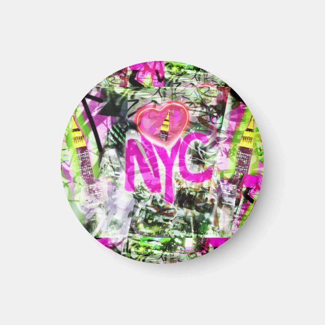 NYC Graffiti City Neon Gift Coasters Magnet (Front)