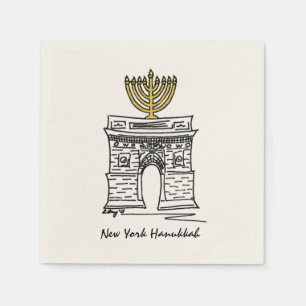 NYC Hanukkah Washington Square Arch Menorah Napkin