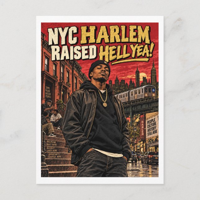 NYC Harlem Raised Hell Yea! Postcard (Front)