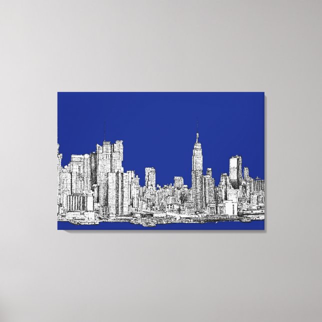 NYC ink royal blue Canvas Print (Front)