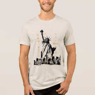 Nyc Liberty Statue Manhattan Mens High Quality Tri-Blend Shirt