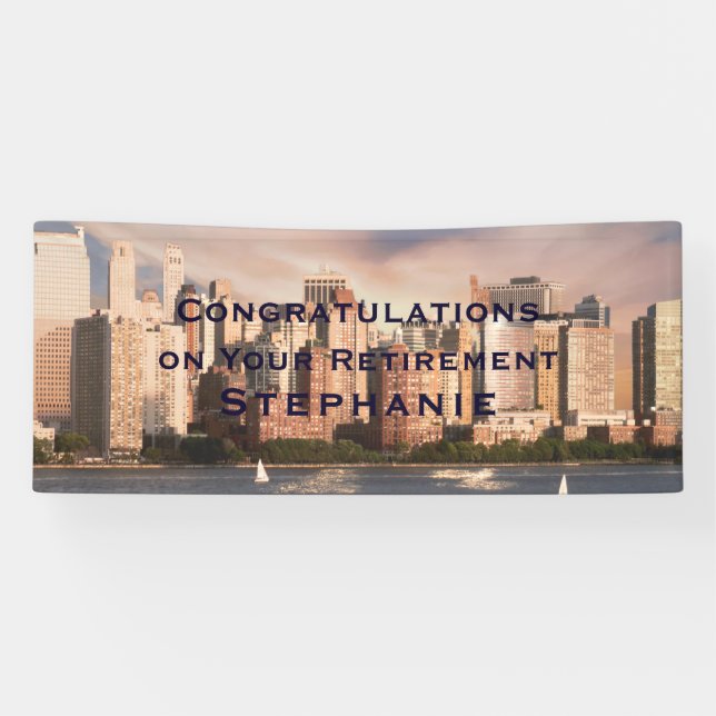 NYC Lower Manhattan Skyline BIG Retirement Banner (Horizontal)