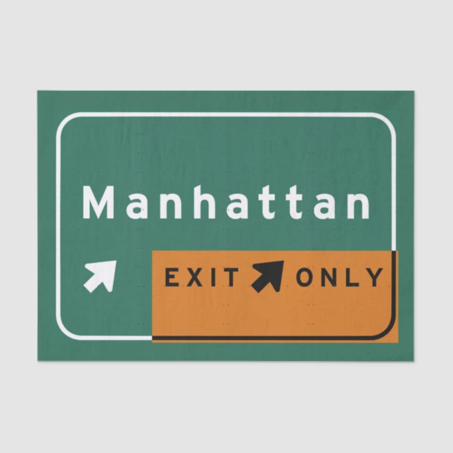 NYC Manhattan Exit Interstate Highway Freeway Road Tissue Paper (Front)