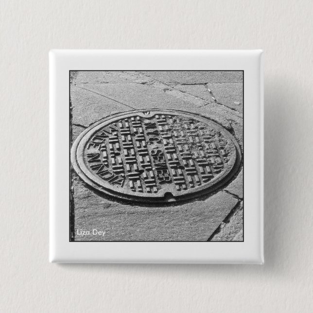 NYC Manhole Cover Square Button (Front)