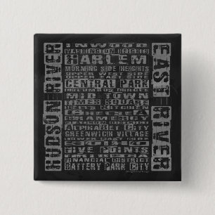 NYC Neighborhoods Gray 15 Cm Square Badge