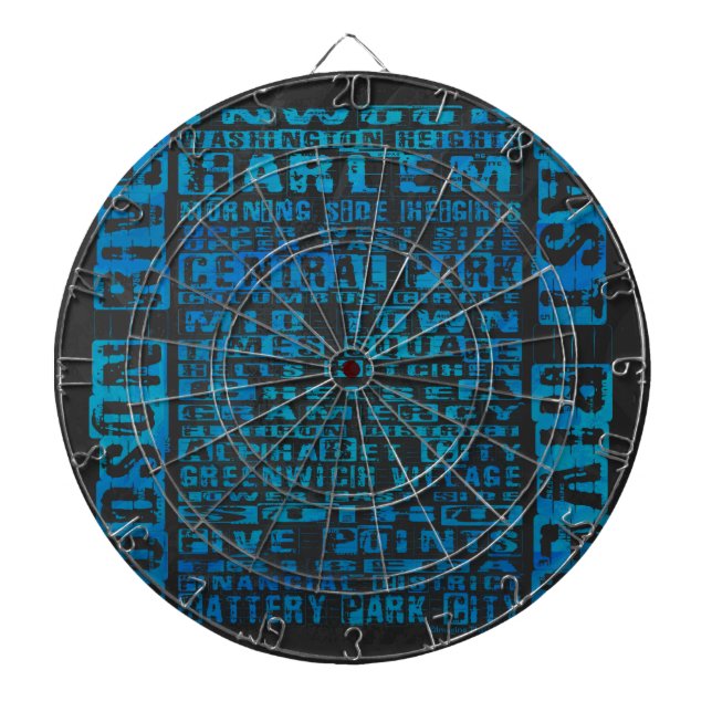 NYC Neighbourhoods Blue Dartboard (Front)