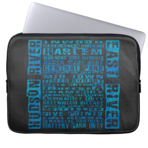 NYC Neighbourhoods Blue Laptop Sleeve