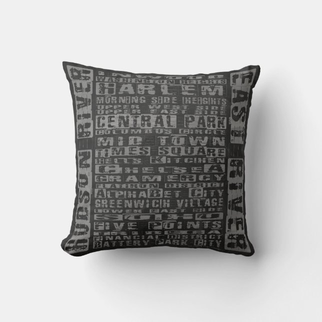 NYC Neighbourhoods Grey Cushion (Front)