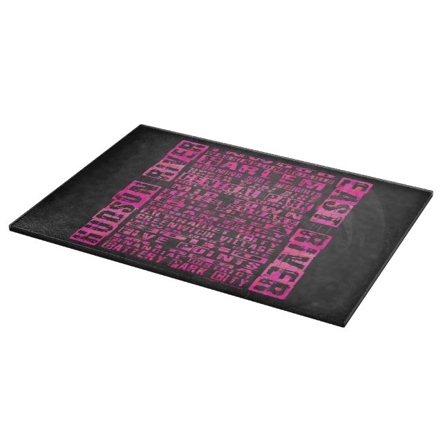 NYC Neighbourhoods Hot Pink Cutting Board (Corner)