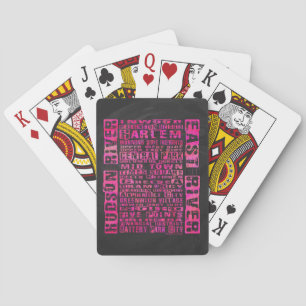 NYC Neighbourhoods Hot Pink Playing Cards