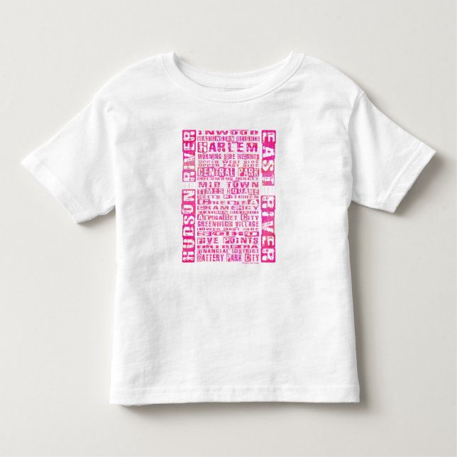 NYC Neighbourhoods Hot Pink Toddler T-Shirt (Front)