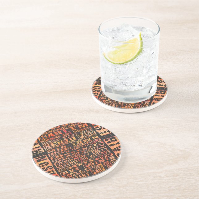 NYC Neighbourhoods Orange Coaster (Side)