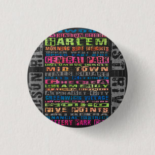 NYC Neighbourhoods Rainbow 3 Cm Round Badge