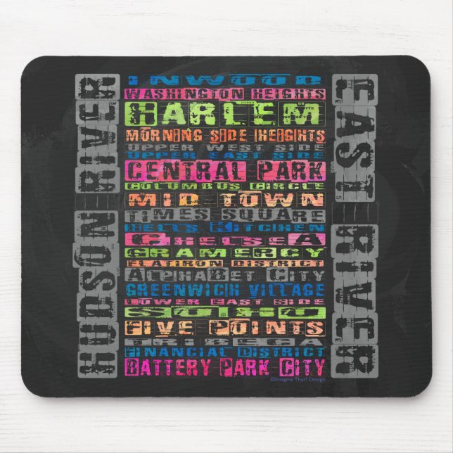 NYC Neighbourhoods Rainbow Mouse Pad (Front)