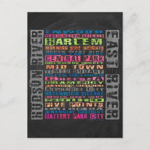 NYC Neighbourhoods Rainbow Postcard