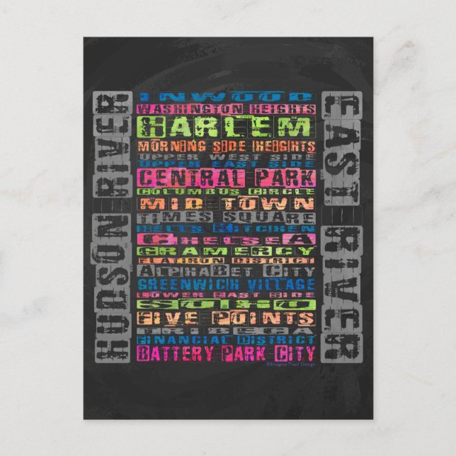 NYC Neighbourhoods Rainbow Postcard (Front)