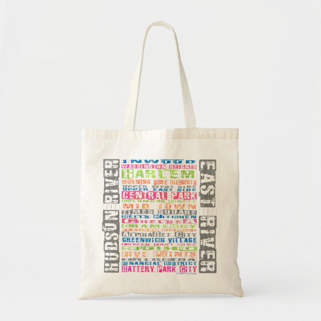 NYC Neighbourhoods Rainbow Tote Bag (Front)