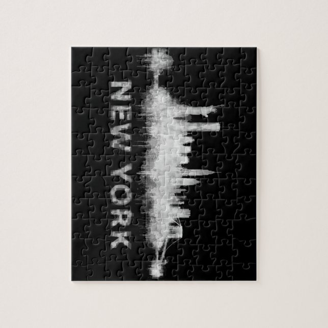 NYC New York black-White Skyline cityscape v01 Jigsaw Puzzle (Vertical)