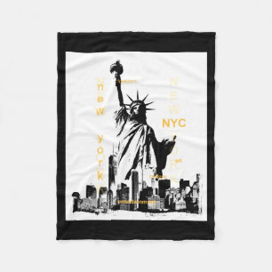 Nyc New York Brooklyn Bridge Liberty Statue Mens  Fleece Blanket