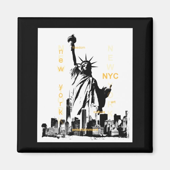 Nyc New York Brooklyn Bridge Liberty Statue Mens _ Magnet (Front)