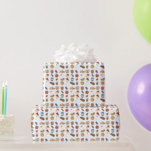 NYC New York City Big Apple Foods Pizza Pretzel Wrapping Paper