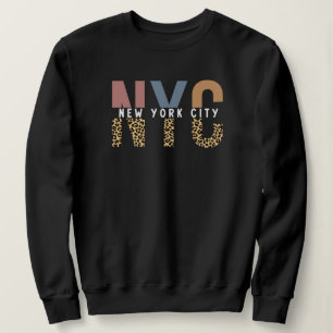 NYC New York City Cheetah print Typography Sweatshirt