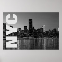 NYC New York City Manhattan Night Black White
