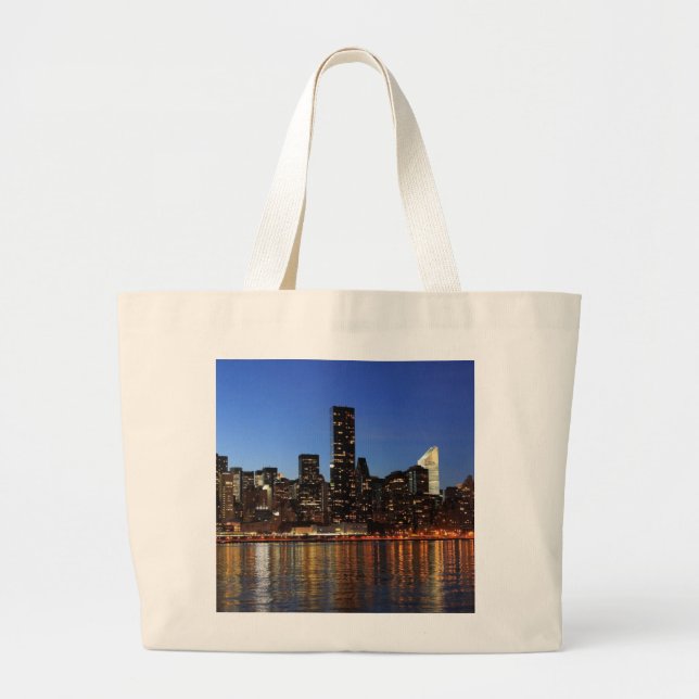 NYC New York City Manhattan Night Large Tote Bag (Front)