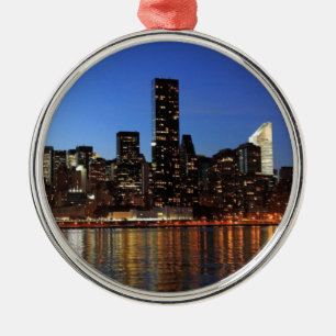 NYC New York City Manhattan Night Metal Tree Decoration