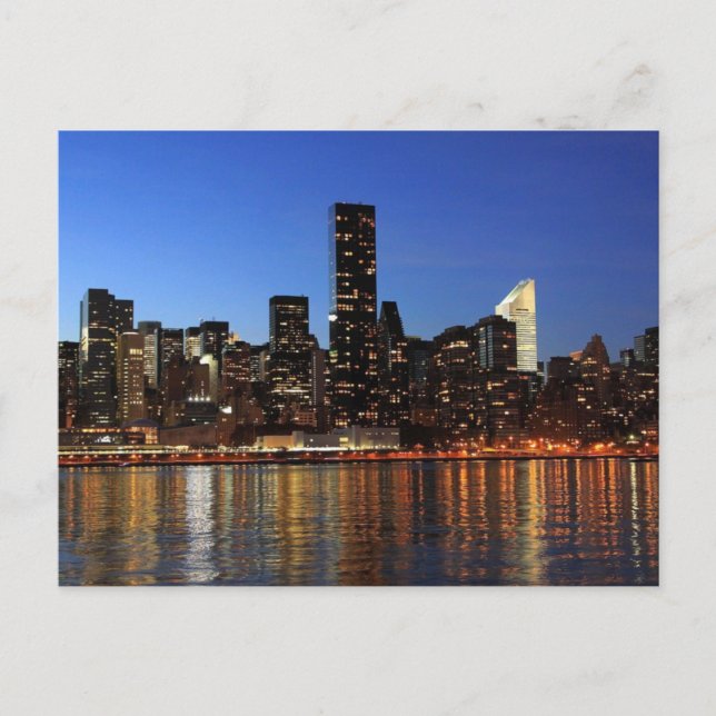 NYC New York City Manhattan Night Postcard (Front)