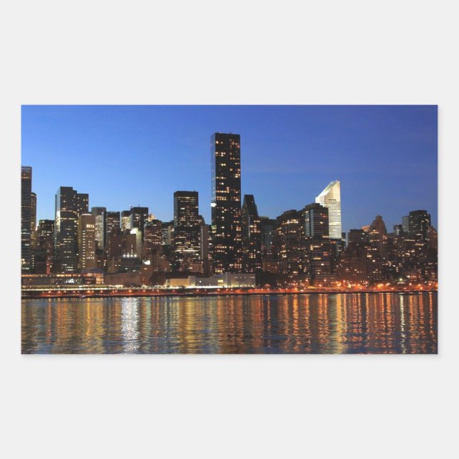 NYC New York City Manhattan Night Rectangular Sticker (Front)