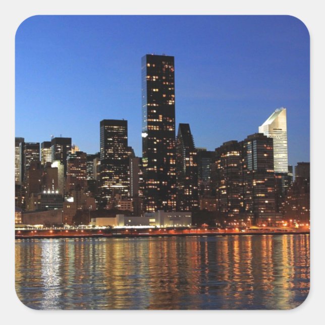 NYC New York City Manhattan Night Square Sticker (Front)