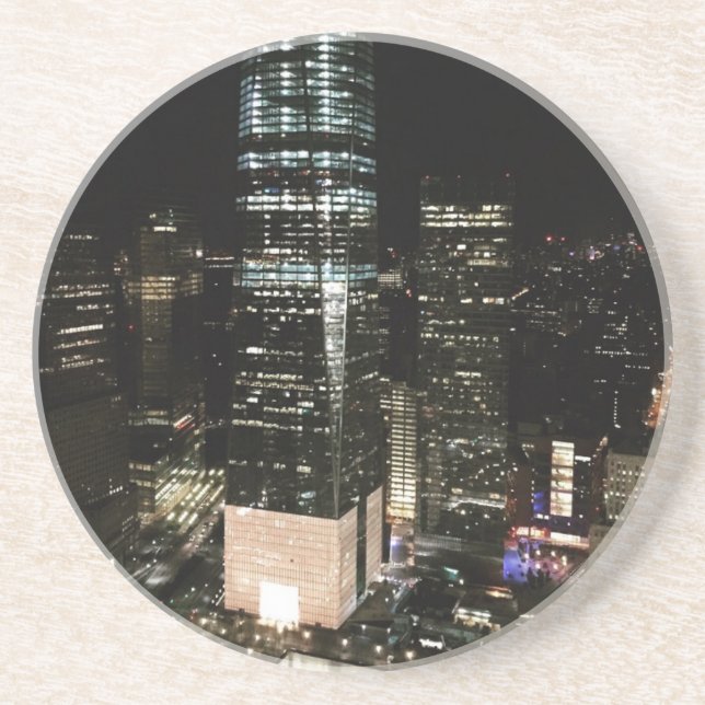 NYC New York City Night Skyline Architecture Light Coaster (Front)