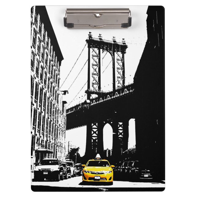 Nyc New York City Pop Art Yellow Taxi Brooklyn Clipboard (Front)