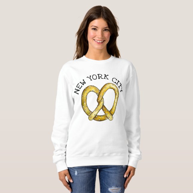 NYC New York City Salty Soft Pretzel Foodie Sweatshirt (Front Full)