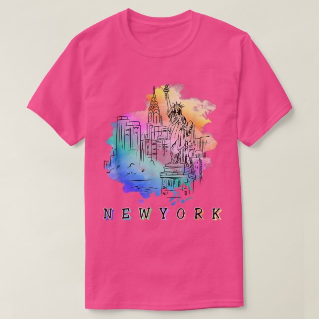 NYC New York City Skylines Statue Of Liberty  T-Shirt (Design Front)