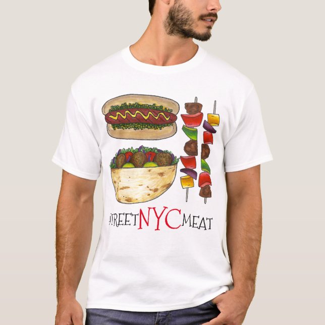 NYC New York City Street Meat Falafel Hot Dog Tote T-Shirt (Front)