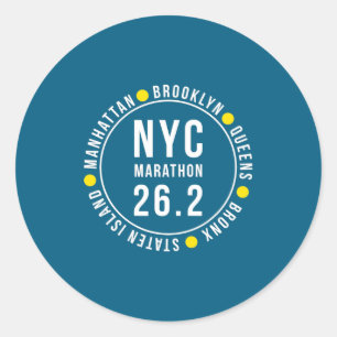 Nyc New York Souvenir Marathon Runner _1  Classic Round Sticker