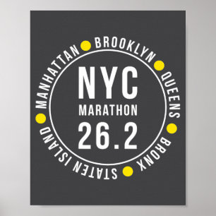 Nyc New York Souvenir Marathon Runner Poster
